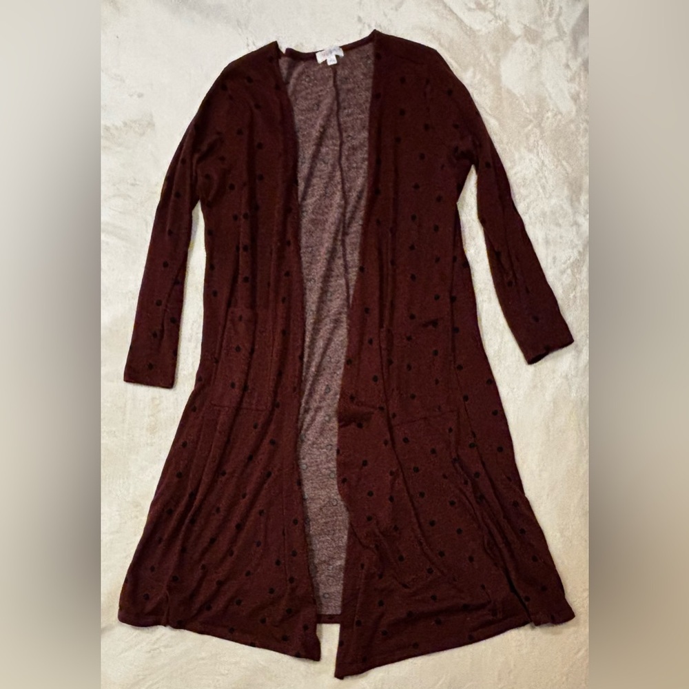 Lularoe long open sweater polka dots Sara